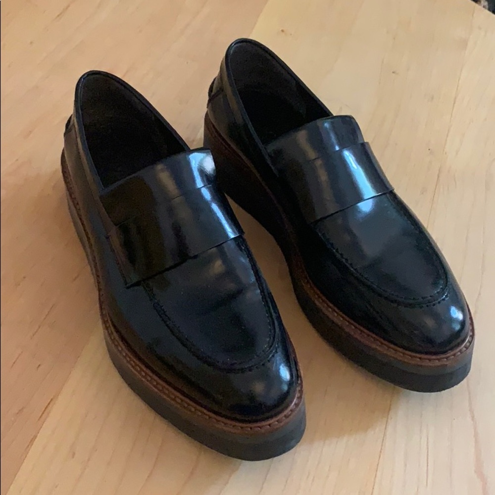 Vince Black Platform Loafers